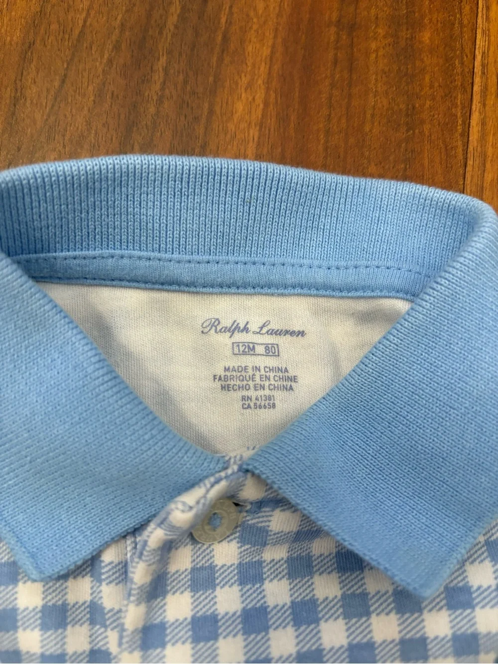 Ralph Lauren blue/white plaid short sleeve collared romper